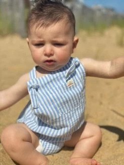 Me & Henry Blue/White Stripe Gauze Reef Bubble