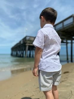 Me & Henry Marina Turn Up Shorts-Beige Stripe Spring/Summer 2023