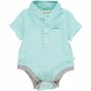 Me & Henry Spring/Summer 2023 Aqua Cotton Helford Short Sleeve Onesie