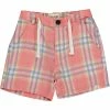 Me & Henry Coral/Lemon Plaid Crew Shorts