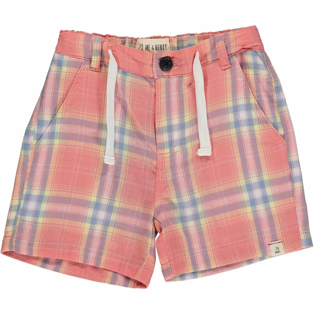 Deals ๐ Me & Henry Coral/Lemon Plaid Crew Shorts ๐ 1 Me & Henry Coral/Lemon Plaid Crew Shorts