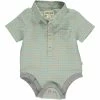 Me & Henry Spring/Summer 2023 Coral/Sky Plaid Helford Short Sleeve Onesie