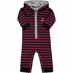 Me & Henry/Ettie & H Fall Blaine Hooded Romper Burgundy Stripe