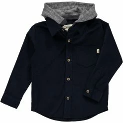 Me & Henry/Ettie & H Fall Erin Hooded Woven Shirt Navy Cord