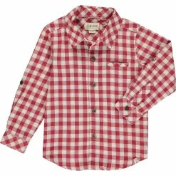 Me & Henry/Ettie & H Fall Atwood Woven Shirt Red/White Plaid