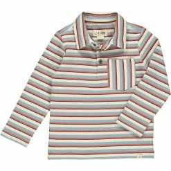 Me & Henry/Ettie & H Fall Waverly Polo Blue W/Burgundy Stripe New Arrivals