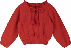 Me & Henry/Ettie & H Fall New Arrivals Zion Gauze Peasant Top Red