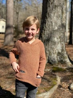Me & Henry/Ettie & H Fall Lamar Knit Hooded Top Rust New Arrivals