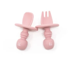 Three Hearts Baby Accessories SILITENSIL SET DUSTY PINK