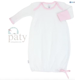 Paty Gown White W/Pink Trim Infant Clothing