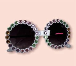 Bari Lynn Fully Crystallized Round Sunglasses