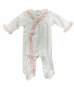 Baby Registry White/Pink Ruffle Pima Footie