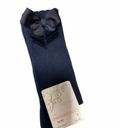 BEYOND CREATION Navy Knee Socks W/Side Bow Baby Accessories