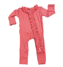 Rockin Royalty Infant Clothing Coral Crush Ruffle Footie