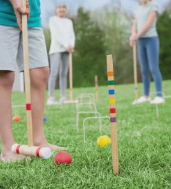 HEARTHSONG Classic Wooden Croquet Game Set Toys