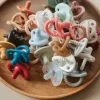 Three Hearts Sili Soother 2pk Taupe/Baby Blue Pacifiers Baby Accessories