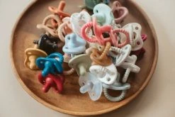 Three Hearts Sili Soother 2pk Taupe/Baby Blue Pacifiers Baby Accessories