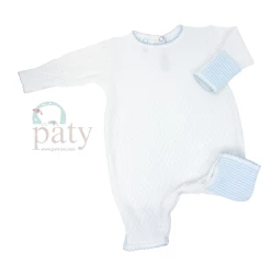 Paty Infant Clothing White Romper W/Blue Cuffs