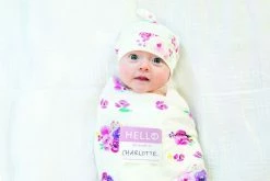 Lulujo Baby Accessories POSIES HAT/SWADDLE SET