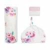 Lulujo Baby Accessories POSIES HAT/SWADDLE SET