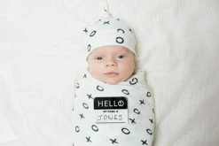 Baby Registry XO HELLO WORLD HAT/SWADDLE SET