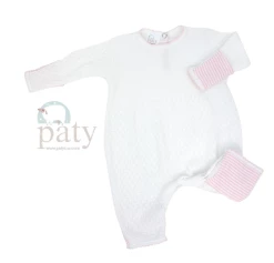 Paty White Romper W/Pink Cuffs