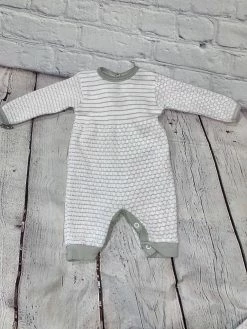 Paty Purple Stripe Romper W/Grey Trim