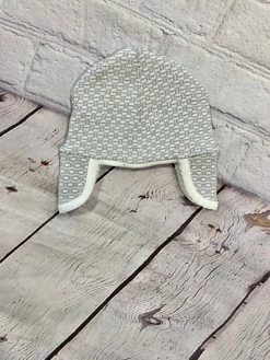 Paty Grey Stripe Aviator Hat W/Wht Trim Infant Clothing