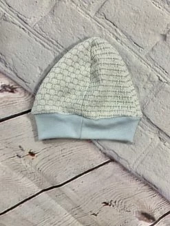 Paty Grey Stripe Cap W/Blue Trim Infant Clothing