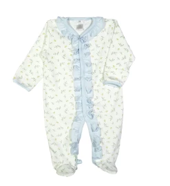BABY LOREN Infant Clothing Diana Floral Pima Ruffles Footie