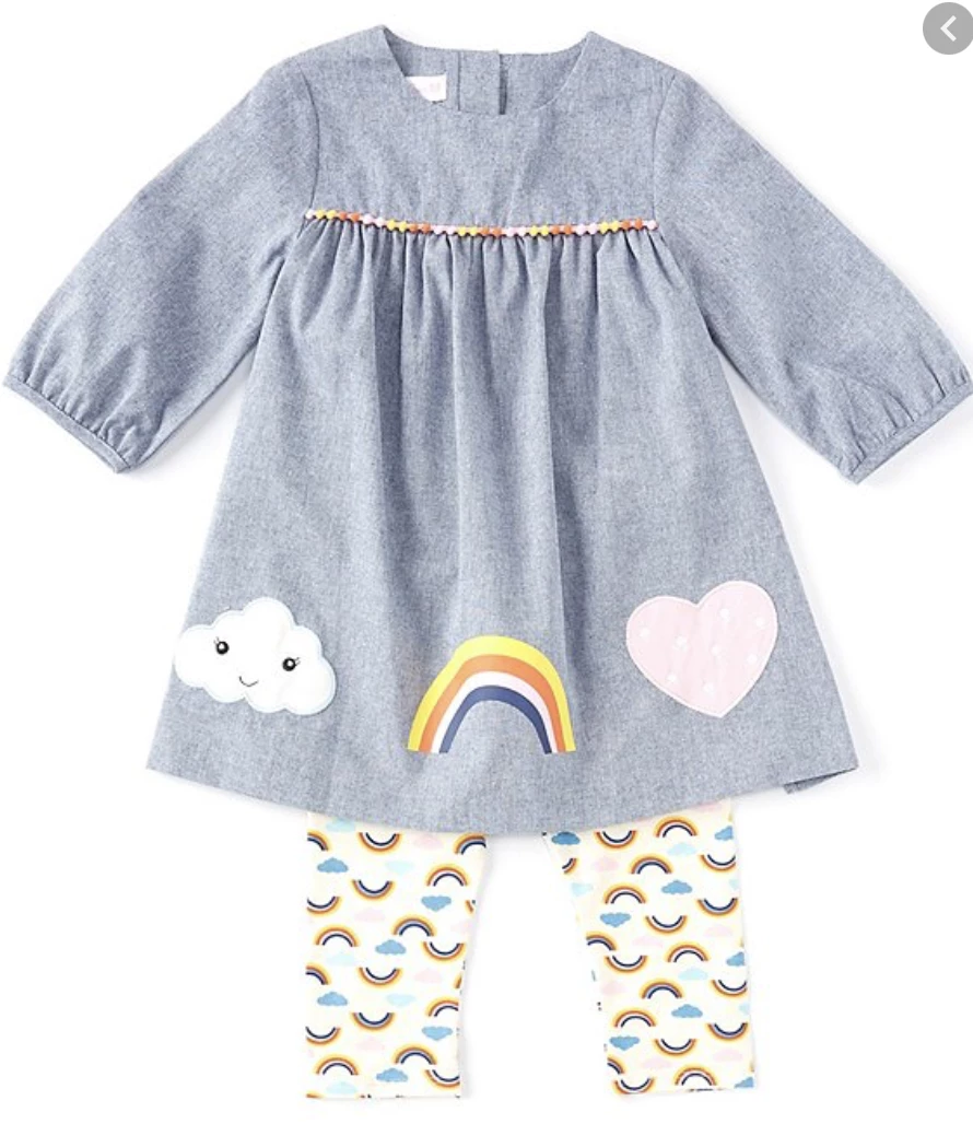 Best Pirce 🔔 Bonnie Jean Fall 22 Chambray Rainbow Set 👍 1 Bonnie Jean Fall 22 Chambray Rainbow Set