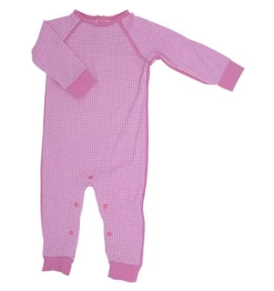 Sweet Bamboo Infant Clothing Pink Houndstooth Piped Romper