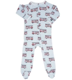 Sweet Bamboo FireTruck Piped Zipper Footie