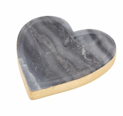 Mudpie Decor Gold Edge Marble Heart Tray