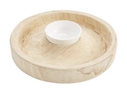 Mudpie Decor Paulownia Chip Ceramic Dip Bowl