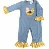 Three Sisters Fall Chicken Applique Girls Romper New Arrivals