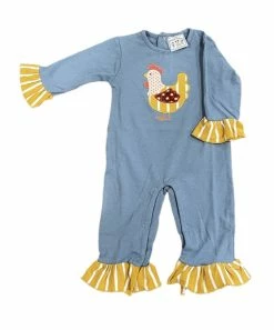 Three Sisters Fall Chicken Applique Girls Romper New Arrivals