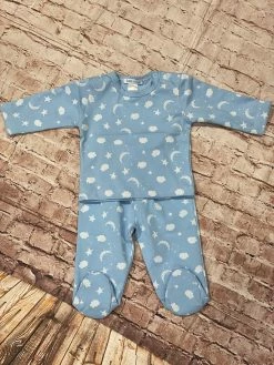 Cotton Peru Pima BAM Clouds Blue 2pc Set Infant Clothing