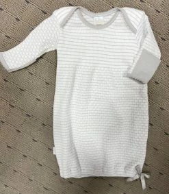 Baby Registry Paty Pinstripe Gown Grey W/Grey Trim