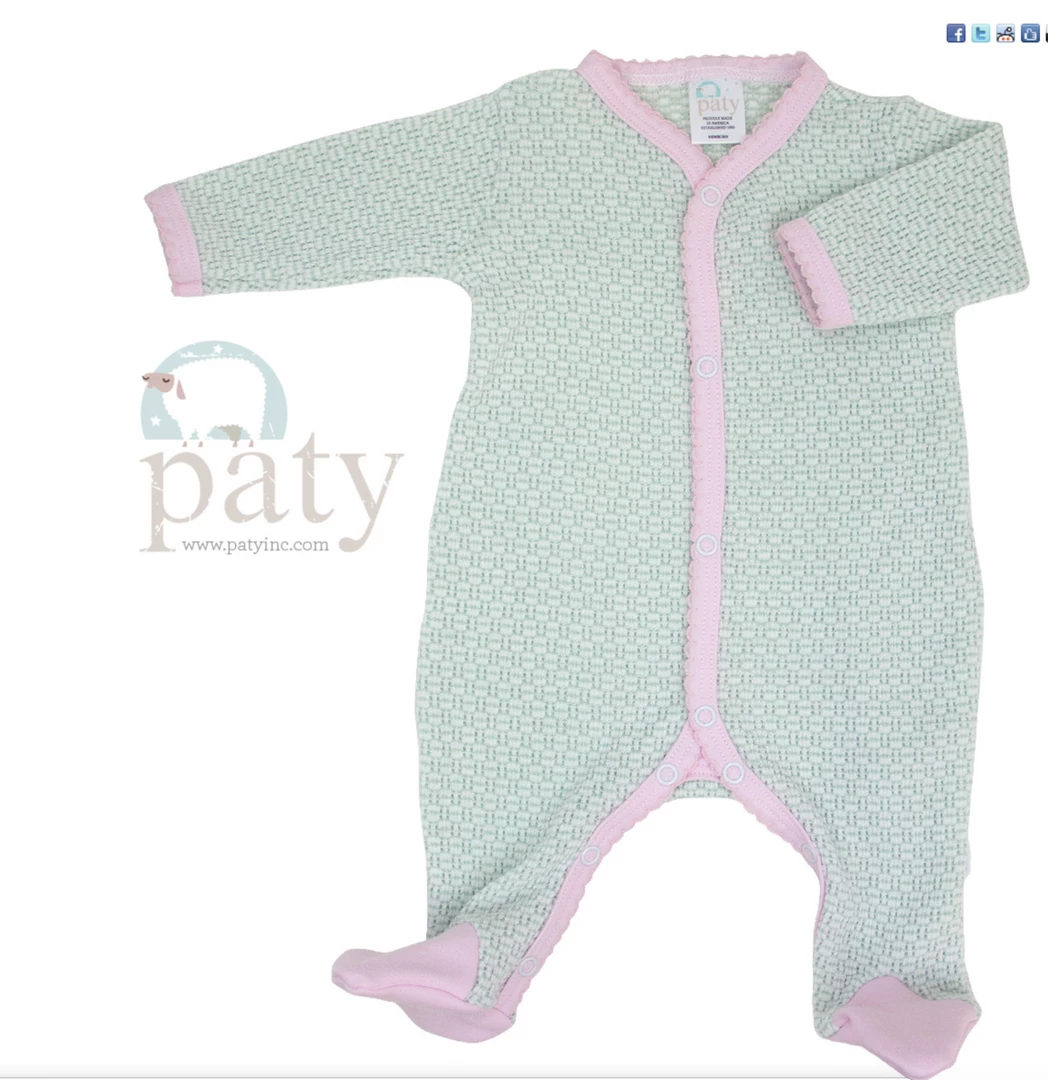 Best deal ๐ Infant Clothing Paty Footed Sleeper Mint W/Pink Trim ๐ฏ 1 Infant Clothing Paty Footed Sleeper Mint W/Pink Trim