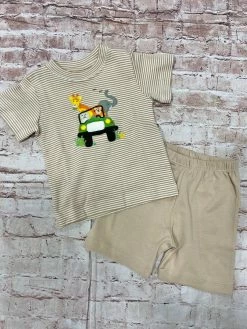 Squiggles Tan Stripe Safari Jeep Short Set