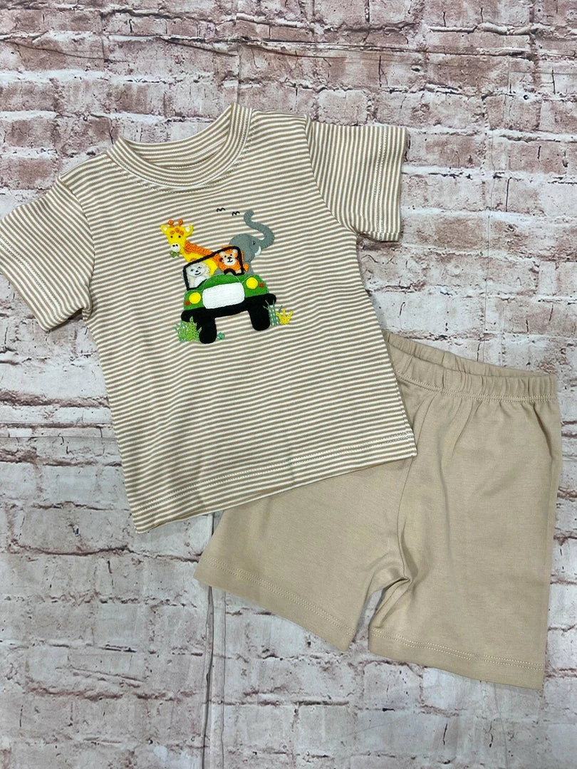 Hot Sale โจ Squiggles Tan Stripe Safari Jeep Short Set ๐ 1 Squiggles Tan Stripe Safari Jeep Short Set
