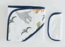 Little Unicorn Hooded Towel & Washcloth Set - Dino Friends Baby Accessories