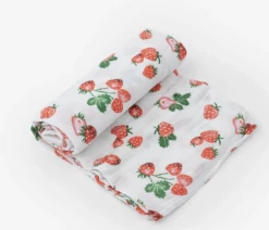 Little Unicorn Cotton Muslin Swaddle Blanket - Strawberry Patch