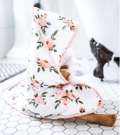 Little Unicorn Baby Accessories Hooded Towel & Wash Cloth - Watercolor Roses Set