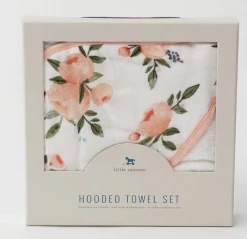 Little Unicorn Baby Accessories Hooded Towel & Wash Cloth - Watercolor Roses Set