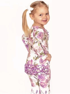 Queen Maddyn Violet Blossom Ruffle Bamboo Baby PJ