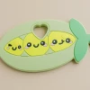 Three Hearts PEAS SILICONE TEETHER