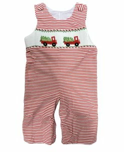 Delaney Fall Smocked Christmas Truck Striped Knit Longall 75% OFF Christmas