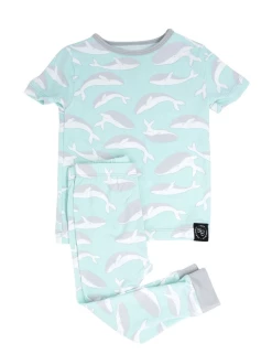 Sweet Bamboo Infant Clothing GREEN WHALE KID PJ SET